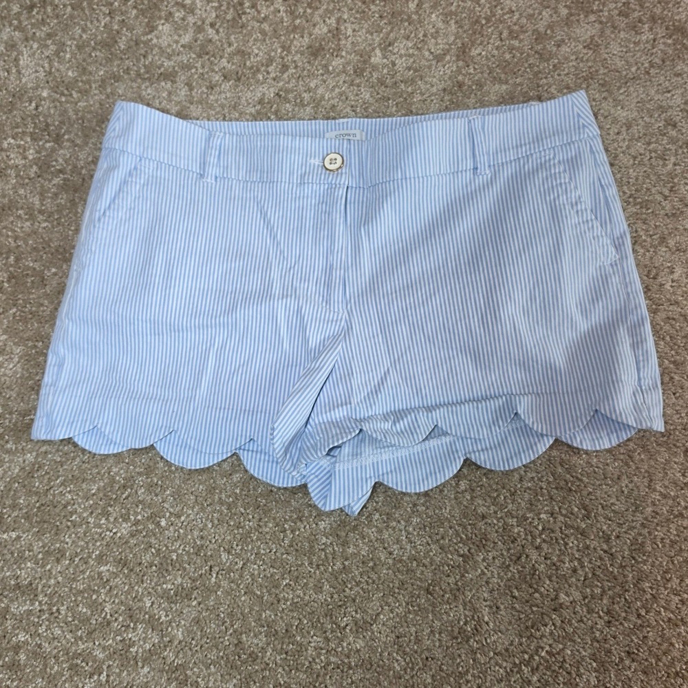 Crown & Ivy Shorts Blue White Striped Scalloped Hem Shelby Size‎ 14
